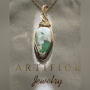 14k Gold Filled Variscite Stone Necklace Pendant